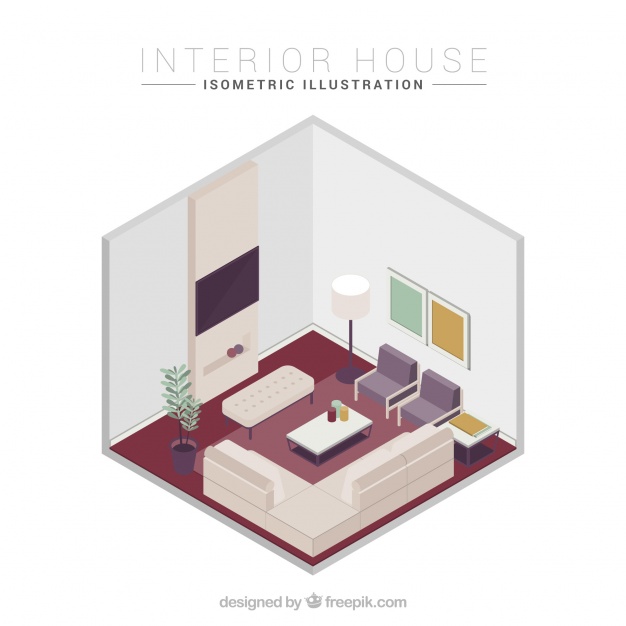 626x626 Isometric Living Room Vector Free Download