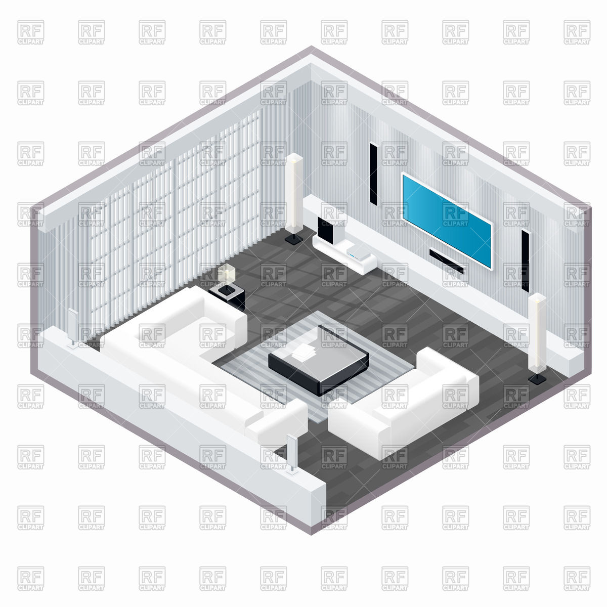 1200x1200 Isometric Living Room Vector Image Of Architecture, Buildings