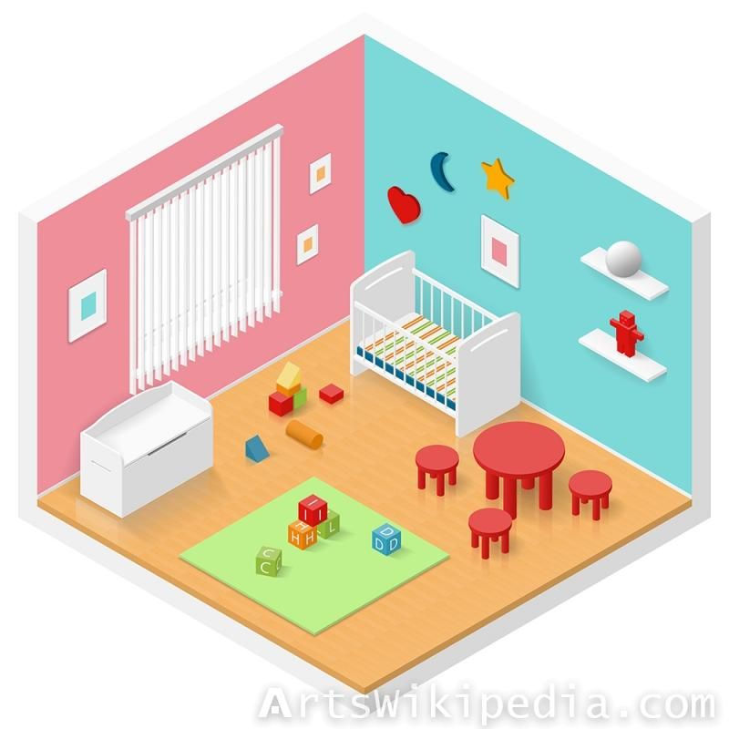 800x800 Isometric Room In Vector Arts Icon Set, Graphic Design