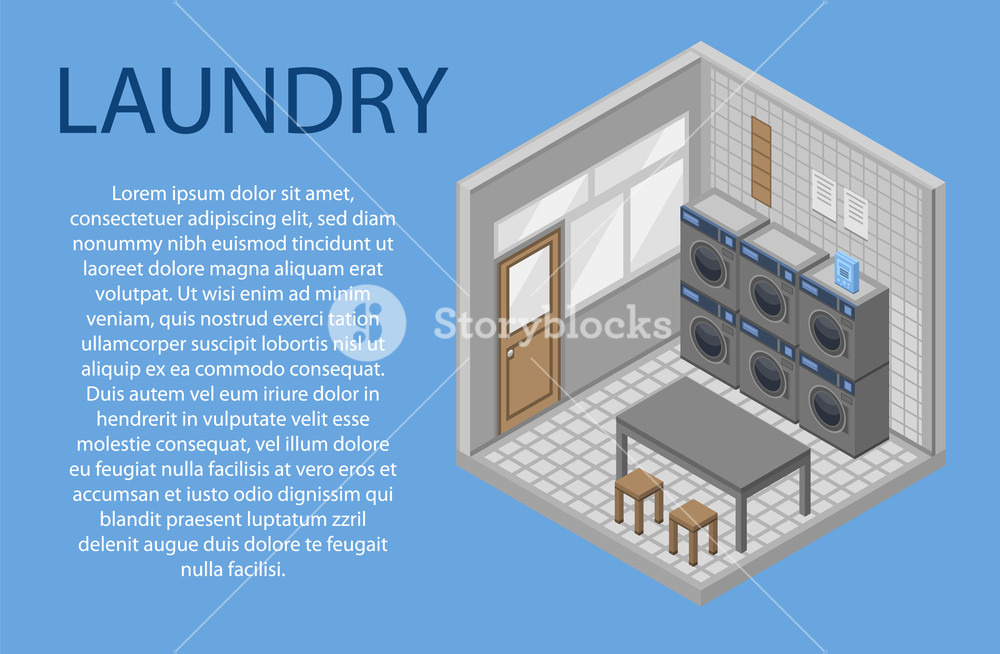 1000x654 Laundry Room Concept Background Isometric Illustration Of Laundry