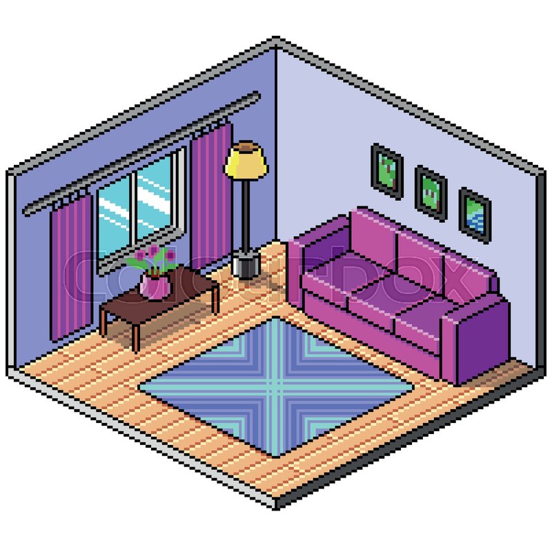 800x800 Pixel Art Isometric Room Detailed Stock Vector Colourbox