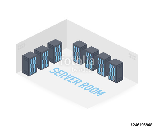 500x417 Server Room Isometric Image, Information Storage And Processing