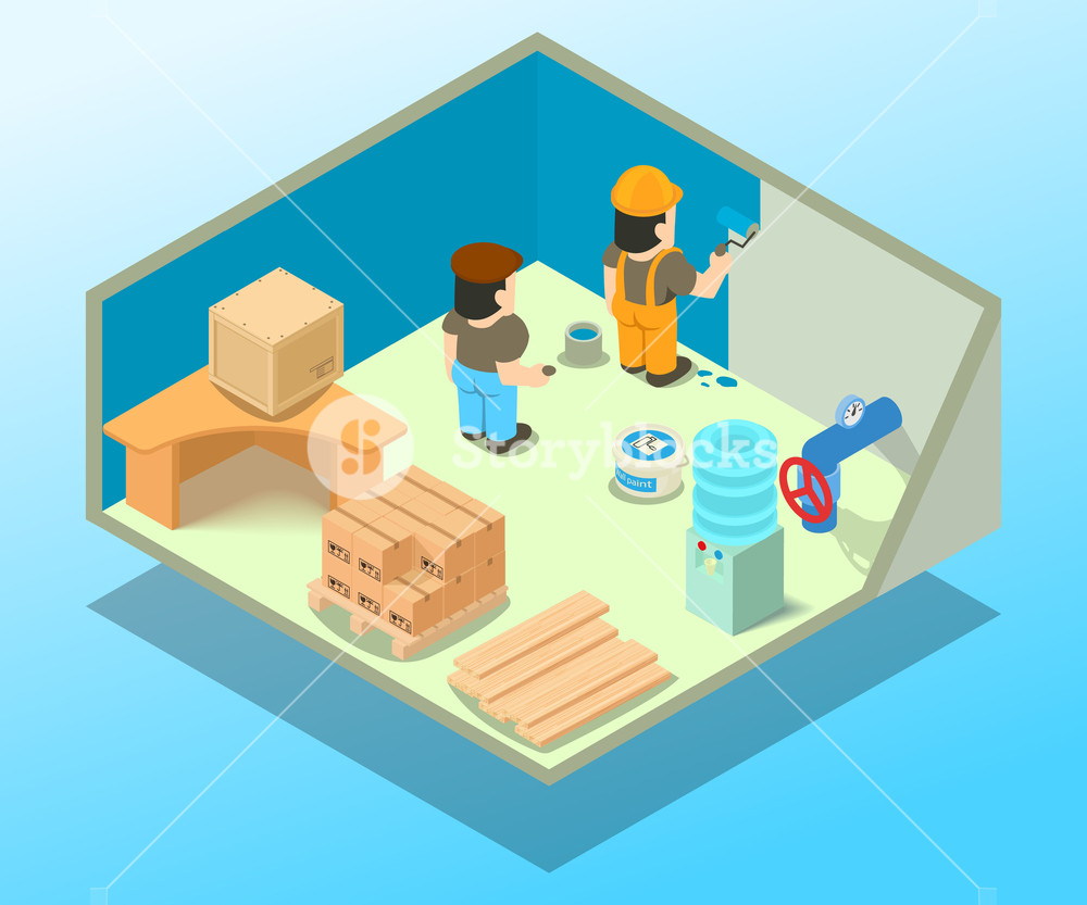 1000x833 Utility Room Concept Banner Isometric Banner Of Utility Room