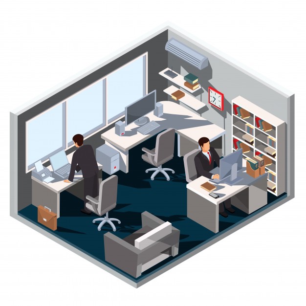 626x626 Vector Isometric Illustration Interior Office Room Vector