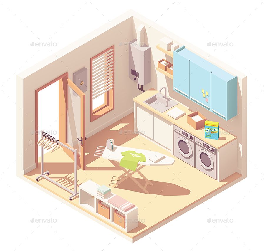 900x858 Vector Isometric Rooms Set