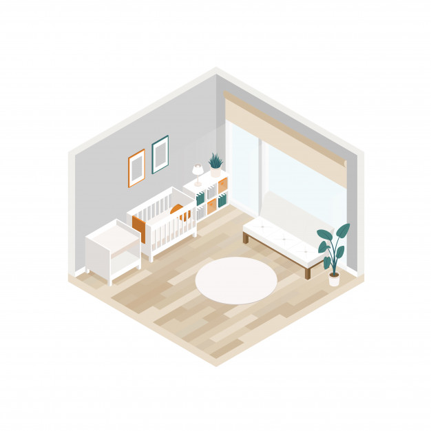 626x626 Vector Isometric Interior Of Baby Room Vector Premium Download