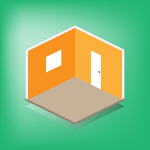 490x490 Isometric View Blank Living Room Vector