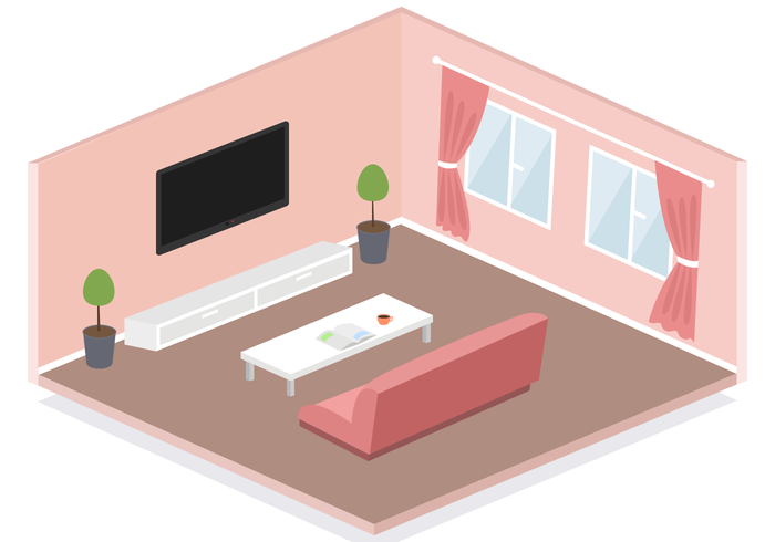 700x490 Free Isometric Living Room Vector