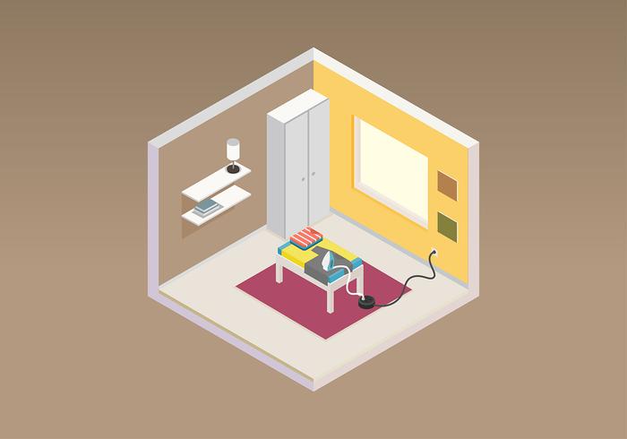 700x490 Ironing Room Isometric Free Vector