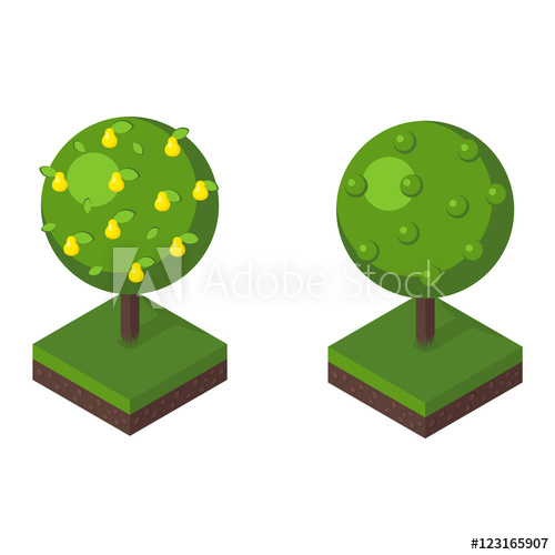 Isometric Tree Vector Illustration 500x500 Isometric Tree Vector Illustration