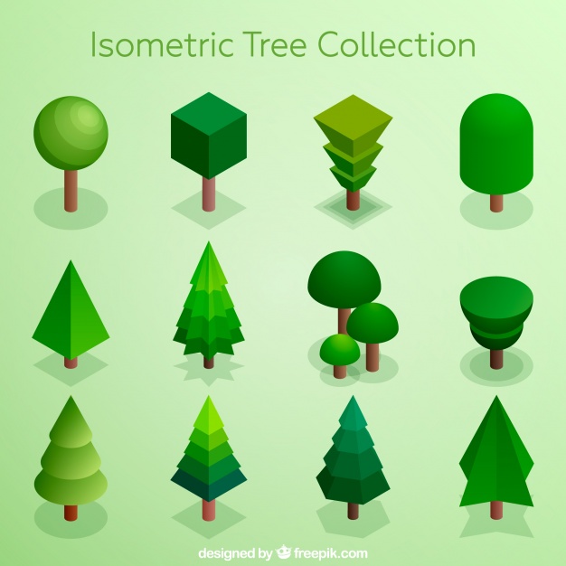 Collection Of Trees In Isometric Style Vector Free Download 626x626 Collection Of Trees In Isometric Style Vector Free Download