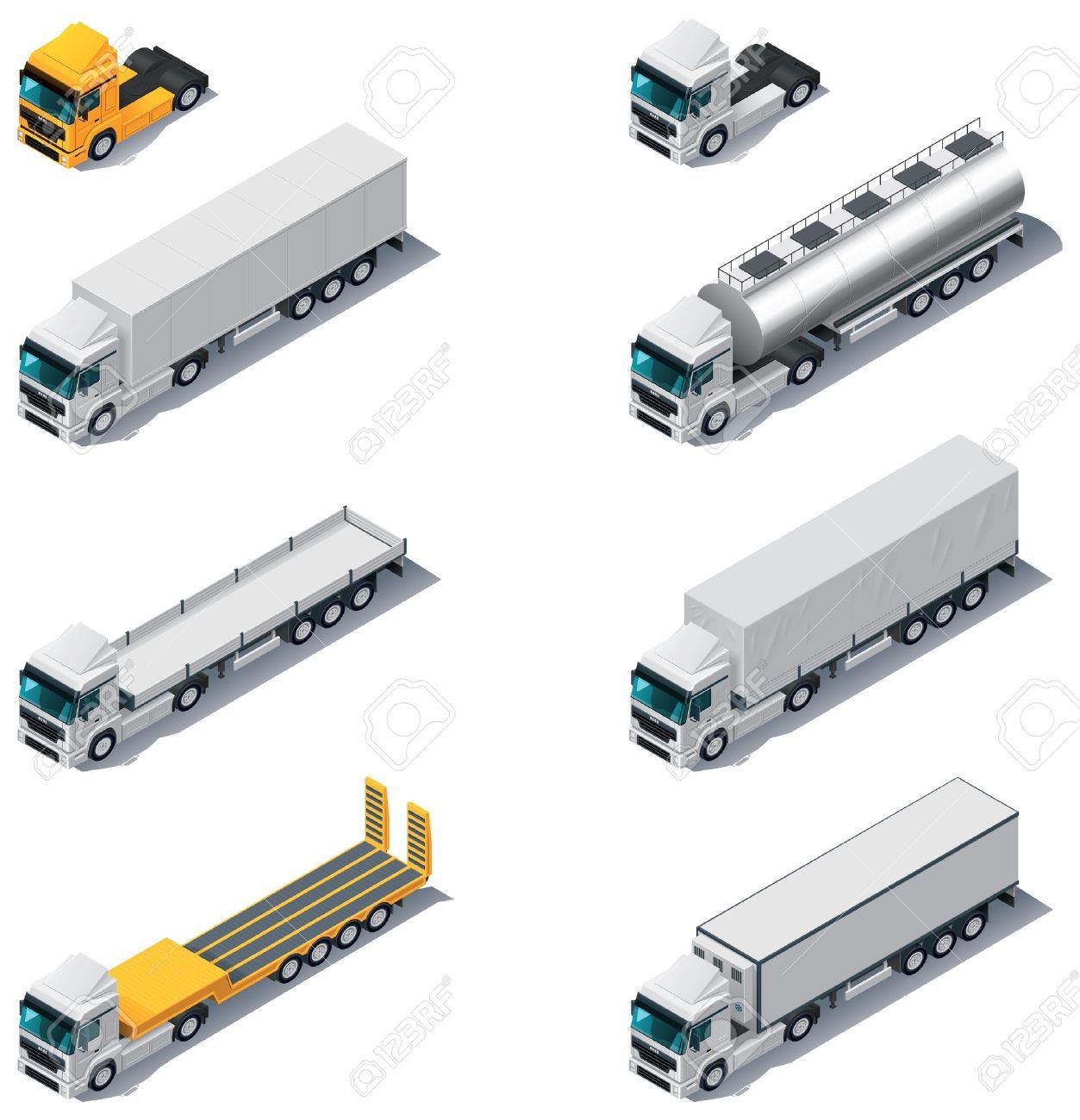 1253x1300 Stock Vector Isometric Semi Trailer, Truck Flatbeds, Semi Trucks