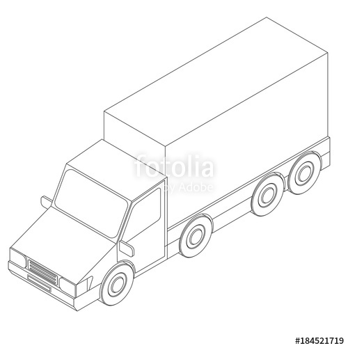 500x500 Truck Outline Isometric Vector Illustration Stock Image