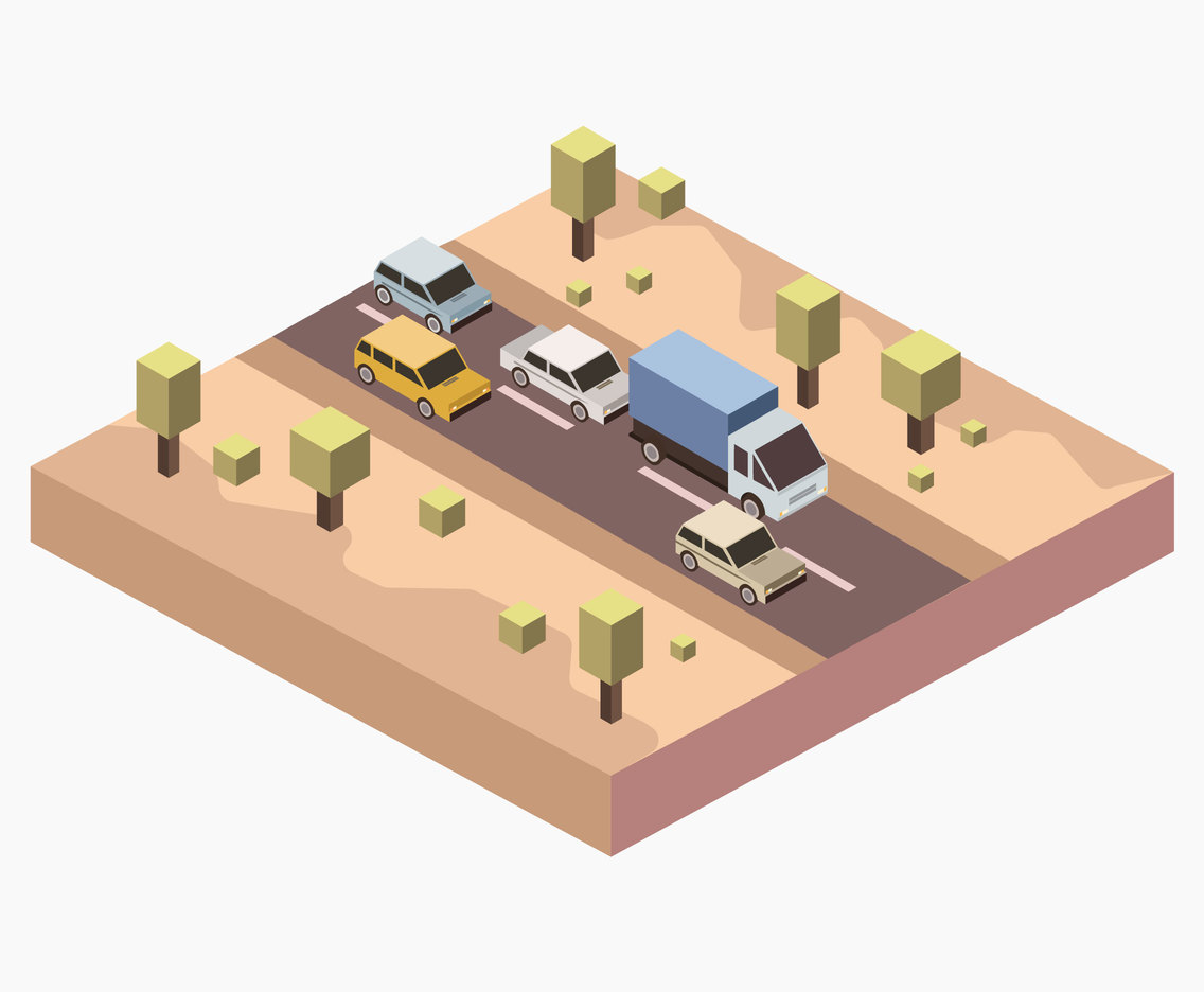 1136x936 Isometric Desert Road Vector Vector Art Graphics