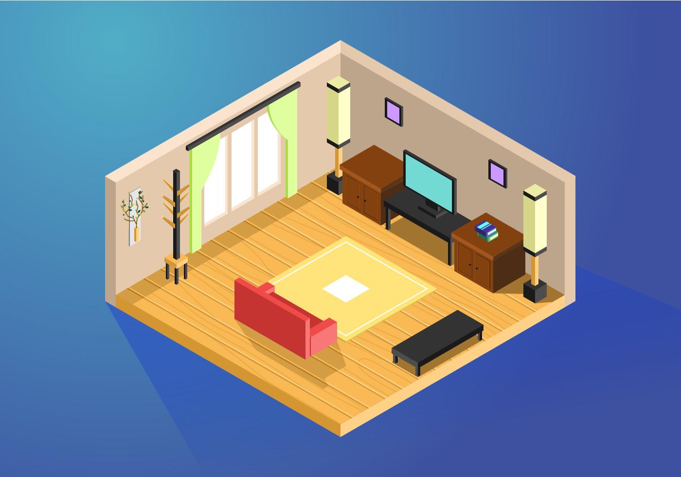 1400x980 Living Room Furniture Isometric Free Vector Download
