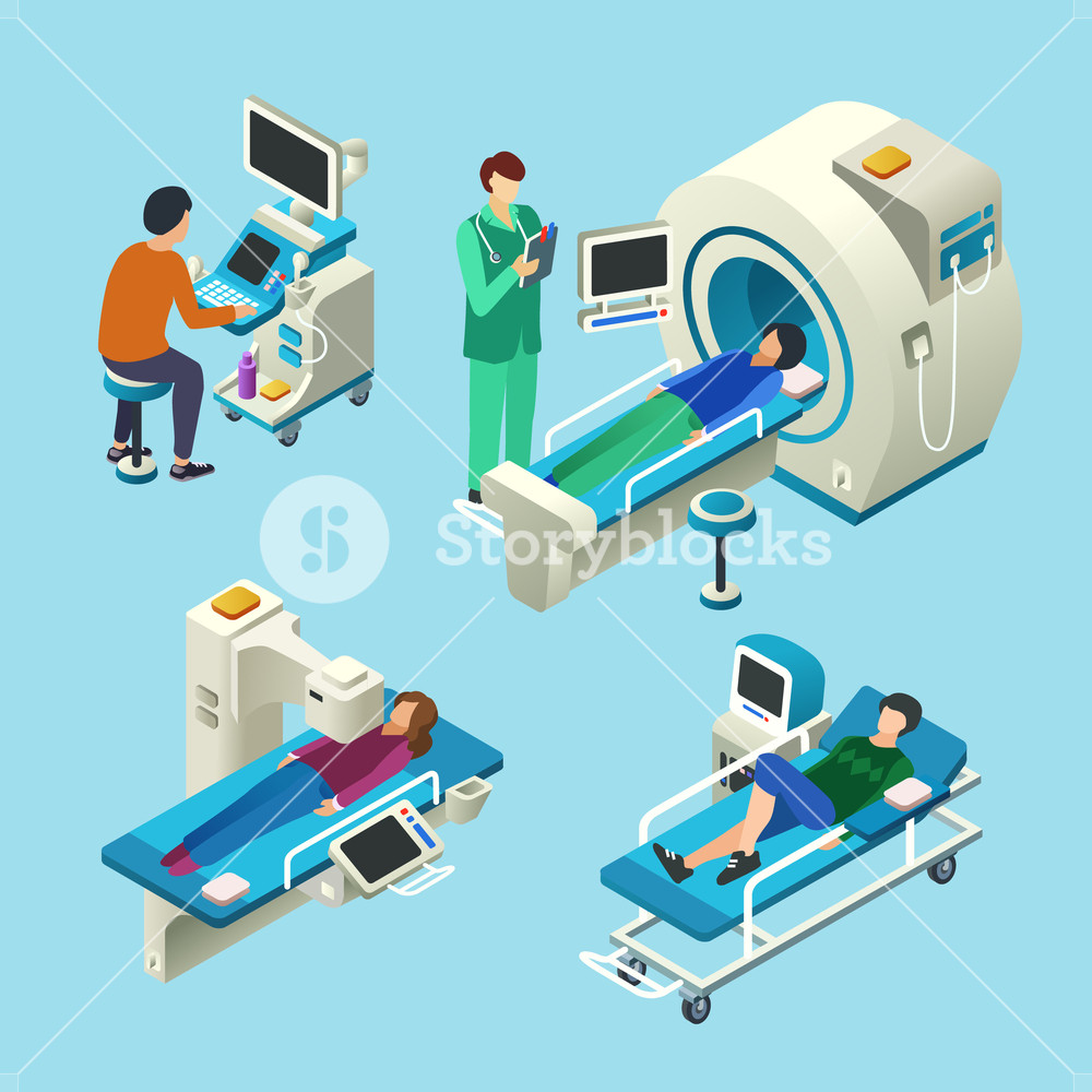 1000x1000 Mri Scanner Isometric Vector Cartoon Illustration Of Doctor