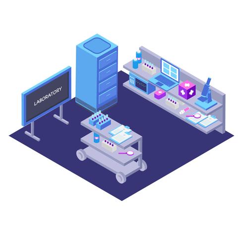 490x490 Science Laboratory Isometric Vector Illustration