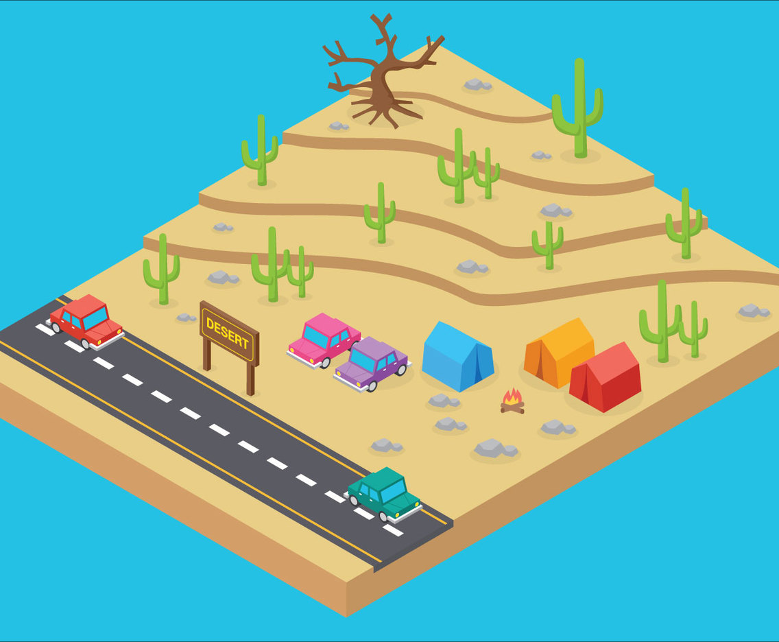 1136x936 Desert Isometric Vector Art Graphics