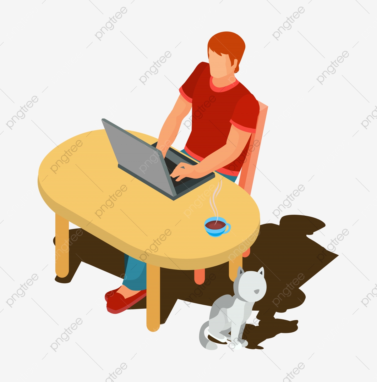 1200x1215 Man Working On Computer At Home Isometric Vector, Man, Male, Guy