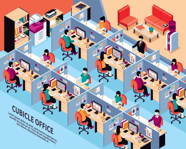 613x490 Office Workplace Isometric Vector Illustration