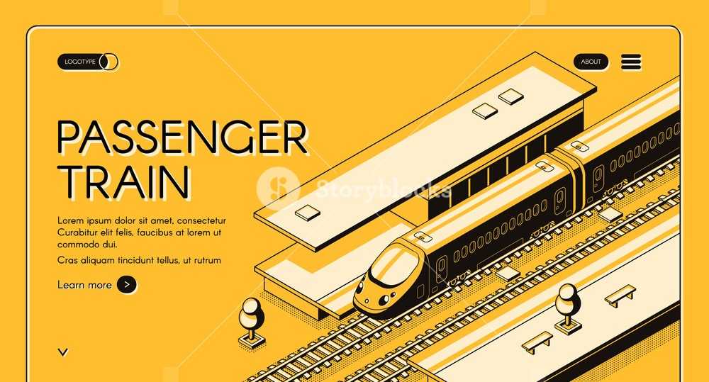 1000x539 Passenger Train Isometric Vector Web Banner High Speed Express