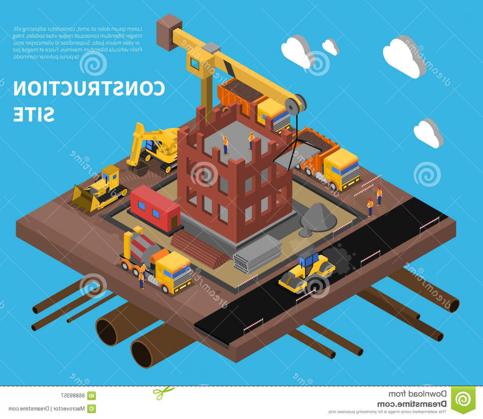 1560x1356 Stock Illustration Construction Site Illustration Building Block