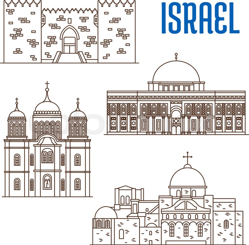 800x787 Historic Buildings Of Israel Vector Stock Vector Colourbox