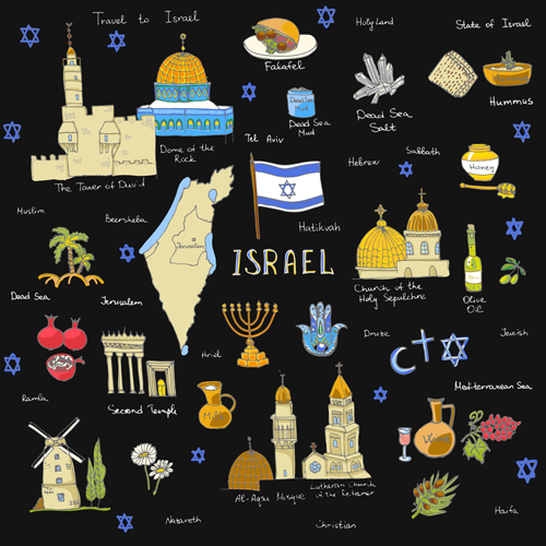 500x500 Hand Drawn Israel Travel Elements Vector Free Download