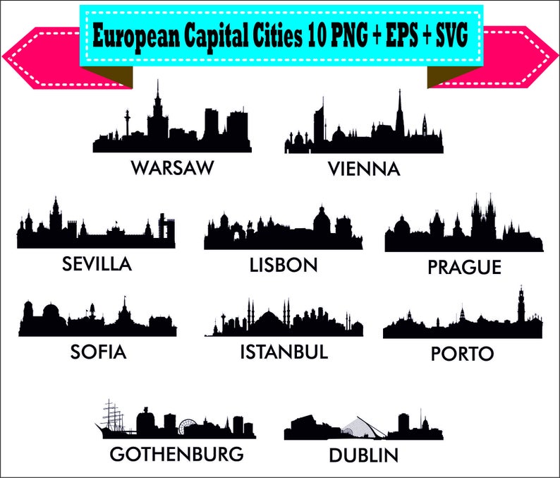 794x677 Europa Capital City Sofia Vienna Istanbul Silhouette Vector Etsy