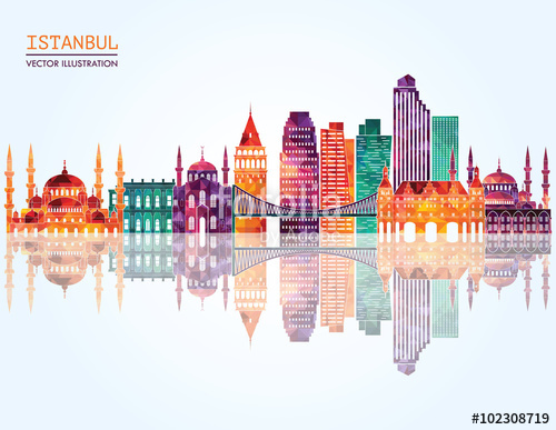 500x387 Istanbul Detailed Skylines Vector Illustration Stock Image