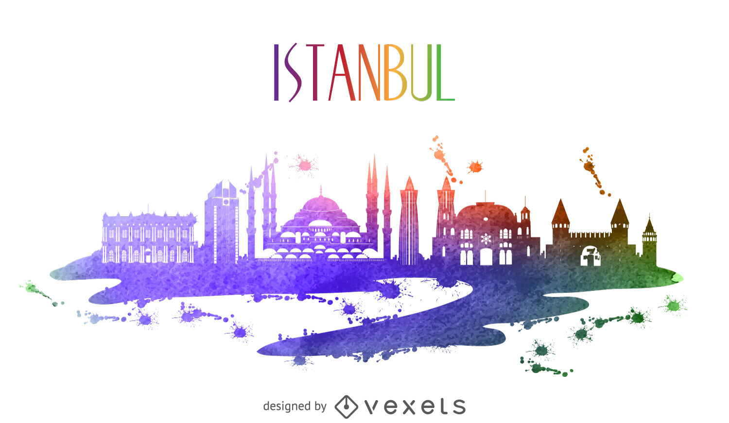 1500x871 Istanbul Watercolor Skyline