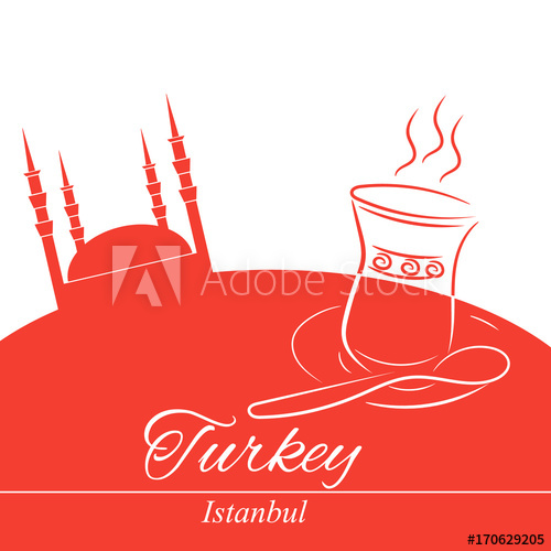 500x500 Turkey, Istanbul Vector Illustration With National Symbols