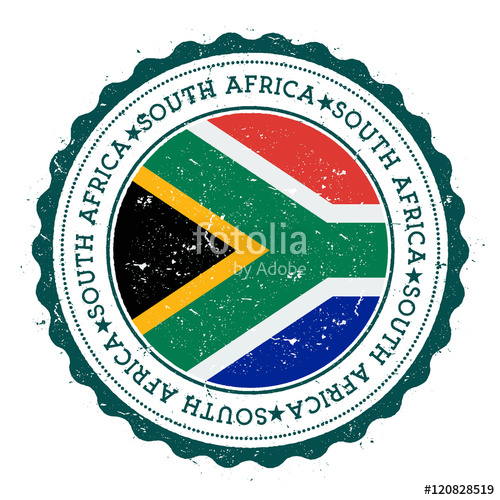 500x500 Grunge Rubber Stamp With South Africa Flag Vintage Travel Stamp