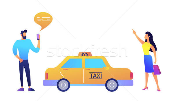 600x348 Businessman Ordering A Taxi From Smartphone And Businesswoman