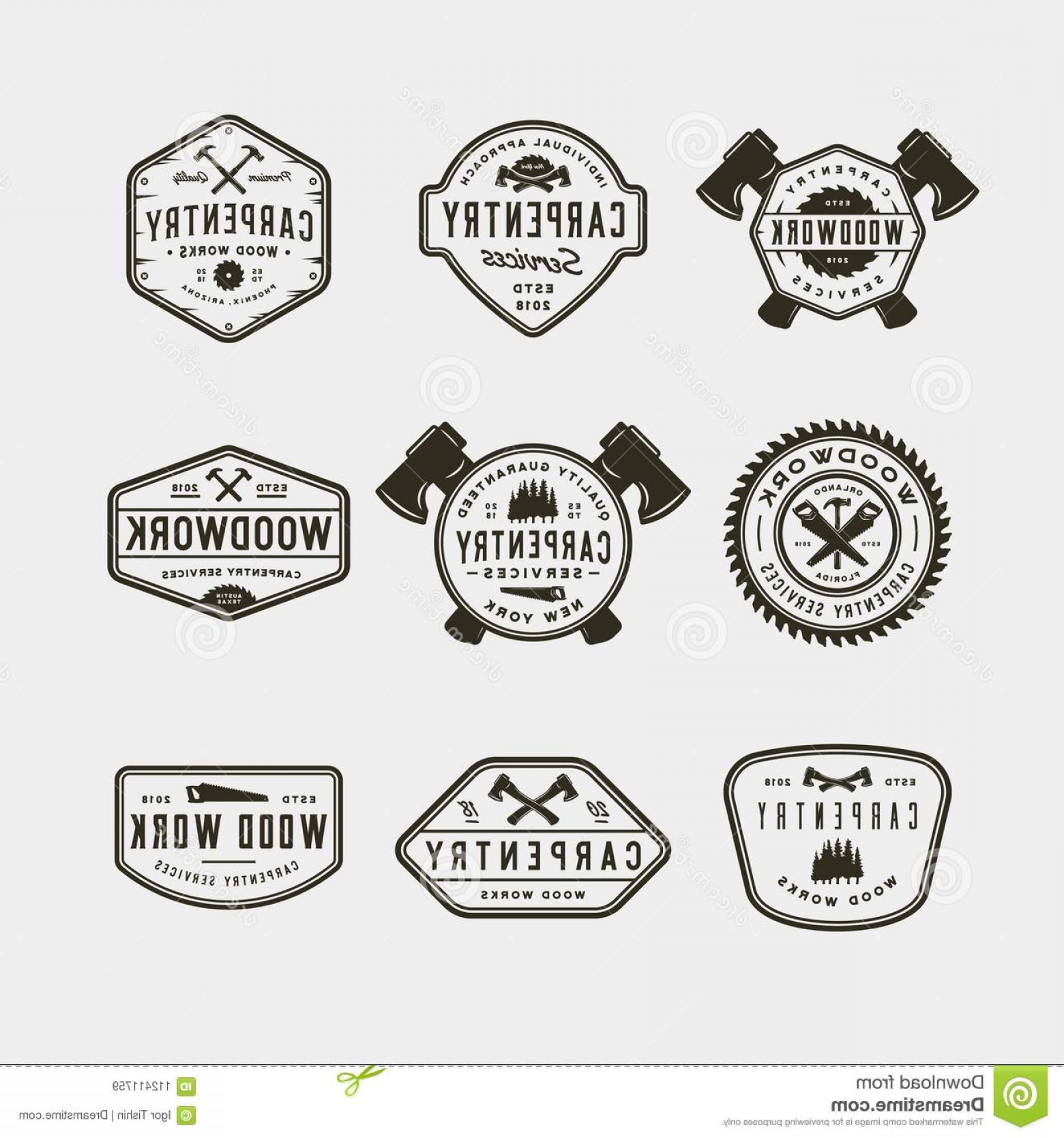 1560x1668 Set Vintage Carpentry Logos Vector Illustration Set Vintage
