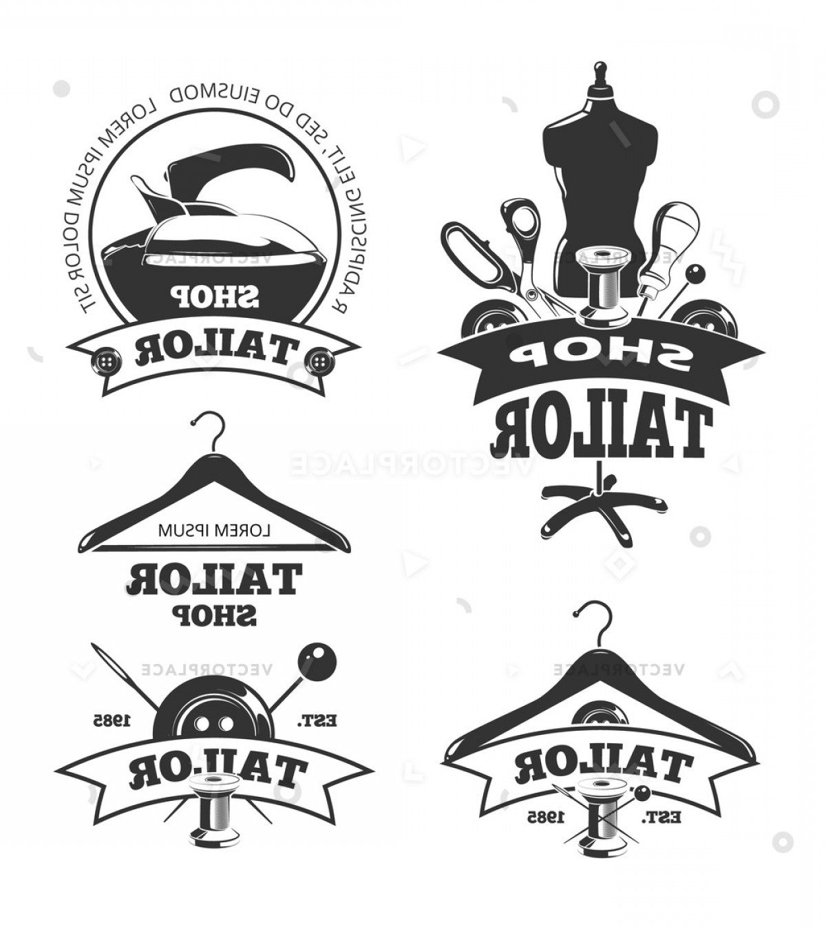 1200x1350 Vintage Tailor Labels Or Badges Logos Vector Illustration