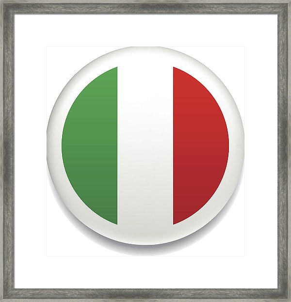 Italian Flag Vector Button Framed Print 600x623 Italian Flag Vector Button Framed Print