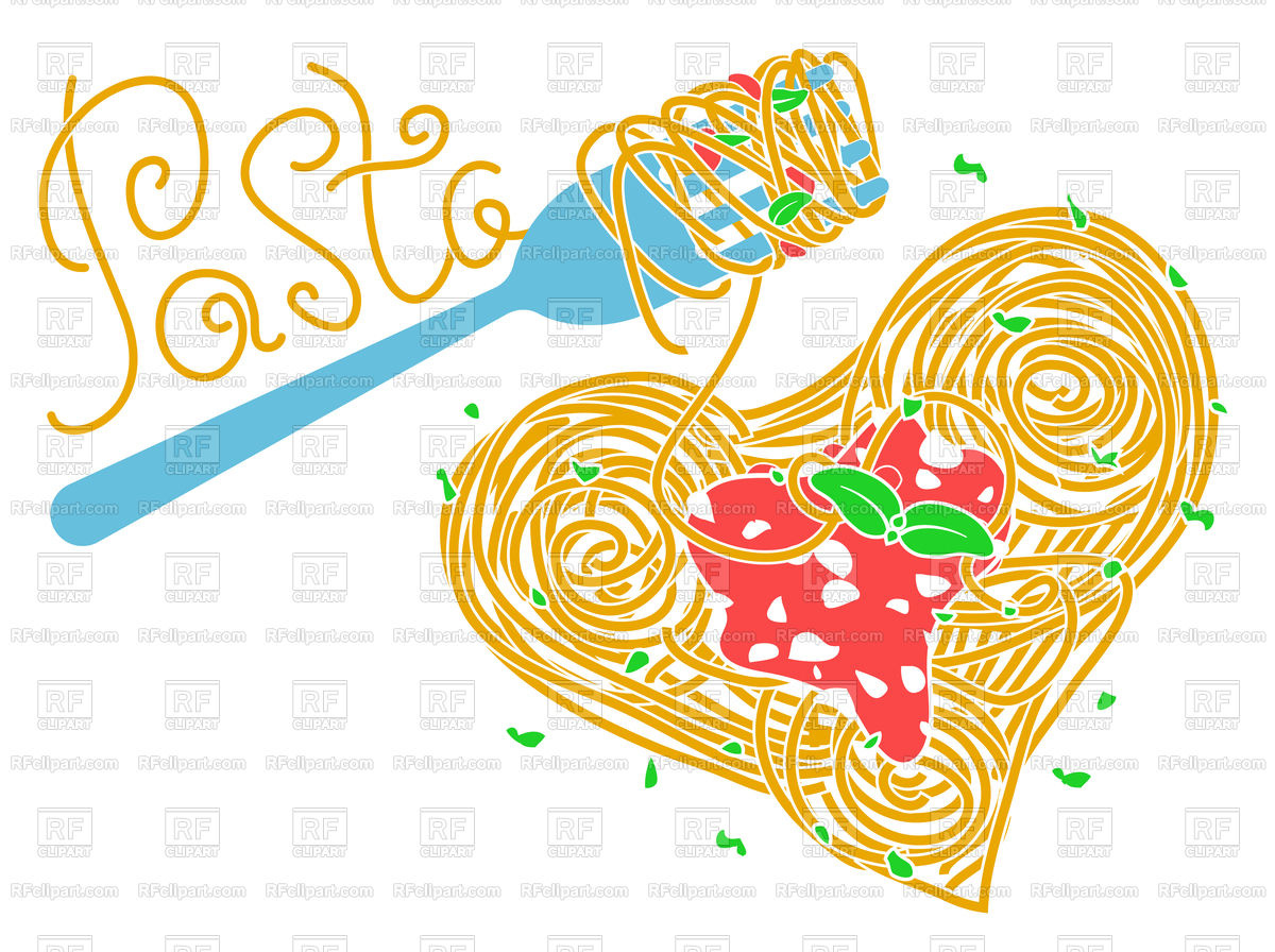 1200x896 I Love Pasta Concept, Italian Cuisine Vector Image Of Food