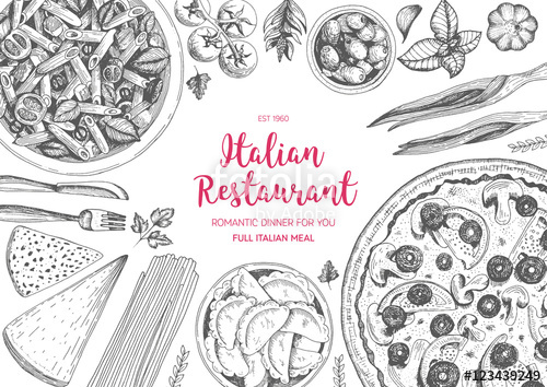 500x354 Italian Cuisine Top View Frame Italian Food Menu Design Vintage
