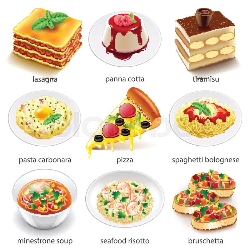 800x800 Italian Food Icons Detailed Photo Stock Vector Colourbox