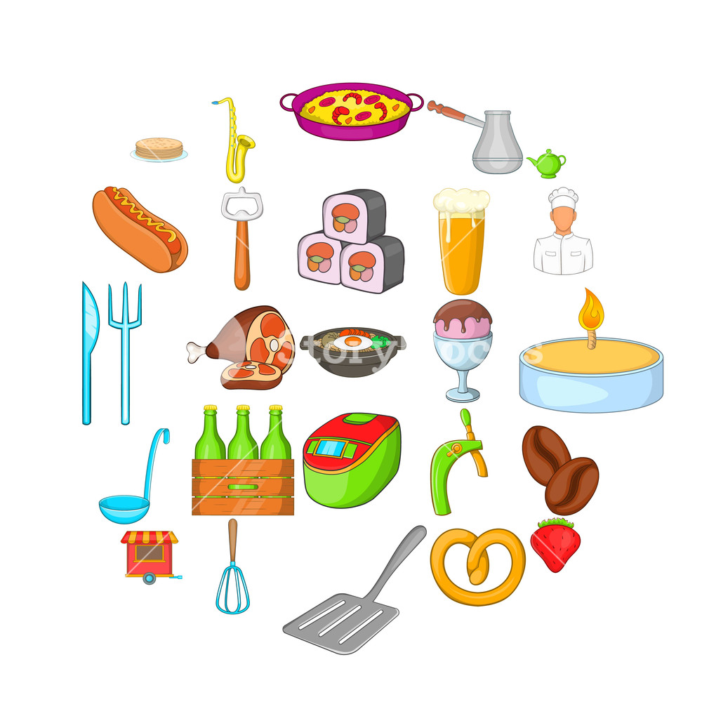 1000x1000 Italian Food Icons Set Cartoon Set Of Italian Food Vector