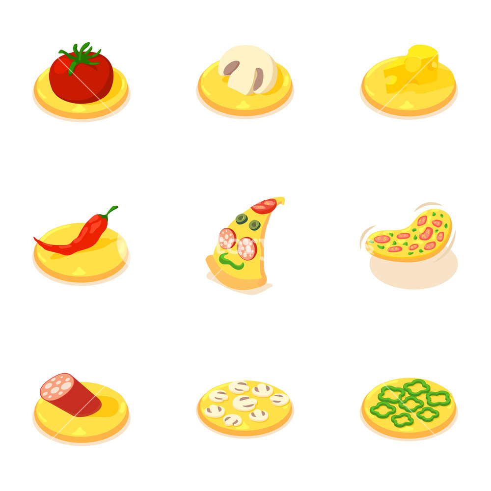 1000x1000 Italian Food Icons Set Cartoon Set Of Italian Food Vector Icons