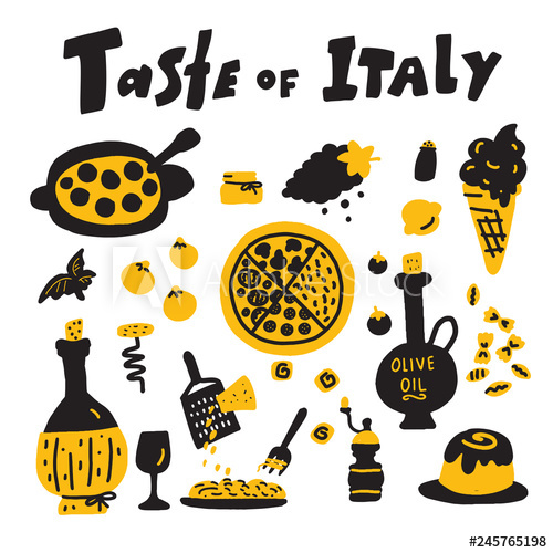 500x500 Taste Of Italy Doodle Illustration Of Traditional Italian Food