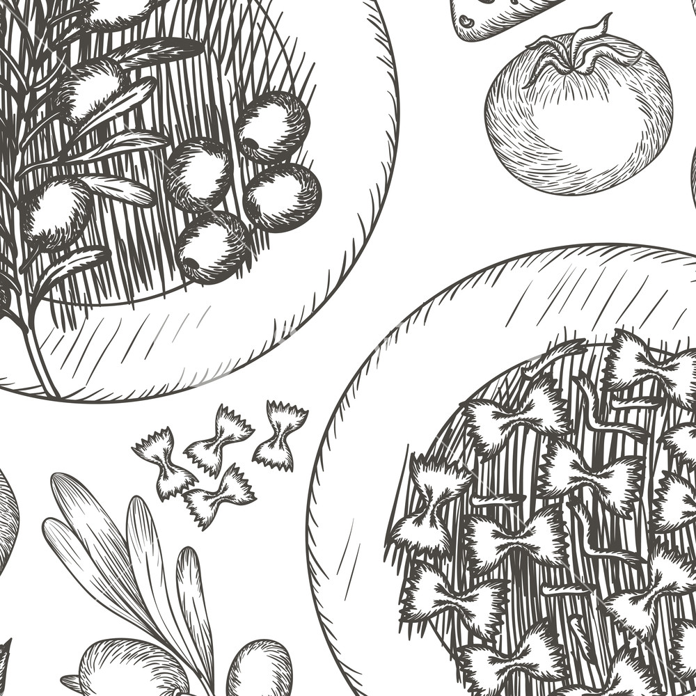 1000x1000 Pattern Of Delicious Italian Food Vector Illustration Desing