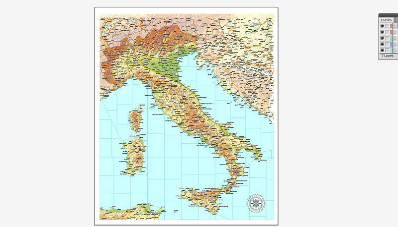 800x458 Italy Map Printable Vector Admin Topo Full Editable Adobe