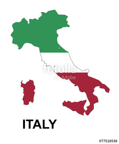412x500 Italy Map With Flag, Italy Vector, Map Vector, Flag Stock Image