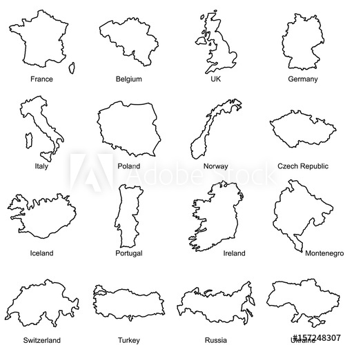 Set Of European Countries Maps Outline Vector Icon France 500x500 Set Of European Countries Maps Outline Vector Icon France