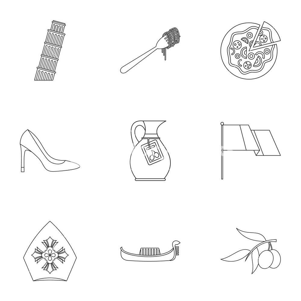 Tourism In Italy Icons Set Outline Illustration Of Tourism 1000x1000 Tourism In Italy Icons Set Outline Illustration Of Tourism