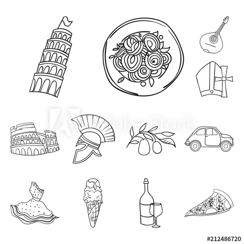 500x500 Country Italy Outline Icons In Set Collection For Design Italy