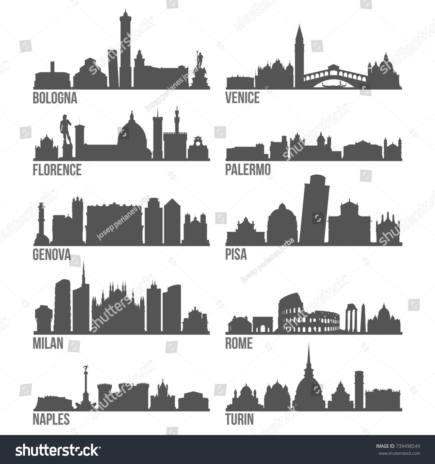 1500x1600 Italy Cities Most Famous Skyline City Silhouette Design Collection
